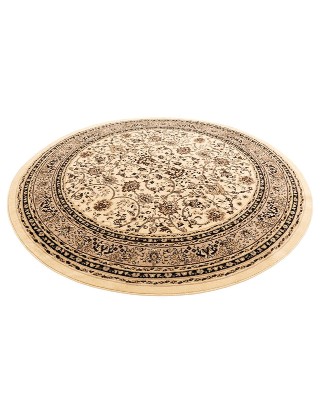 Ivory 10' x 10' Sialk Hill Round Area Rug 100% Polypropylene Durable Easy Clean Classic Traditional Design Carpet for Interior Design for Sale at Rug Engine