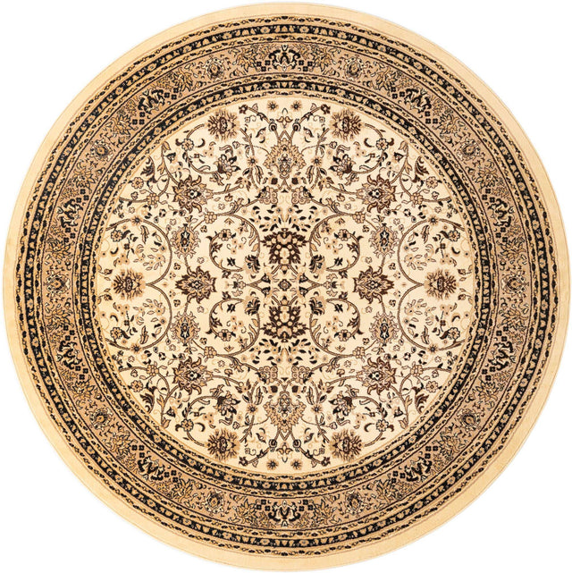 Ivory 10' x 10' Sialk Hill Round Area Rug 100% Polypropylene Durable Easy Clean Classic Traditional Design Carpet for Interior Design for Sale at Rug Engine