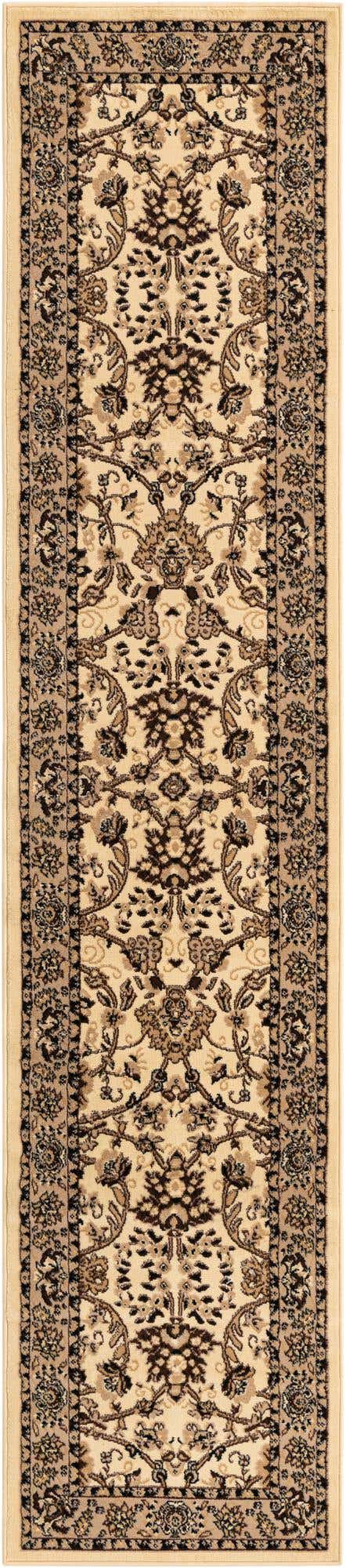 Ivory 2' 7 x 12' Sialk Hill Runner Area Rug 100% Polypropylene Durable Easy Clean Classic Traditional Design Carpet for Interior Design for Sale at Rug Engine