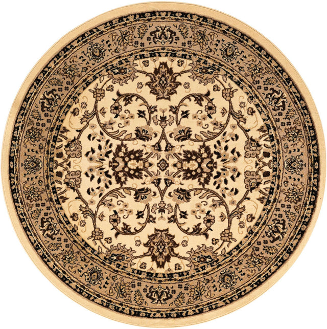 Ivory 6' 1 x 6' 1 Sialk Hill Round Area Rug 100% Polypropylene Durable Easy Clean Classic Traditional Design Carpet for Interior Design for Sale at Rug Engine