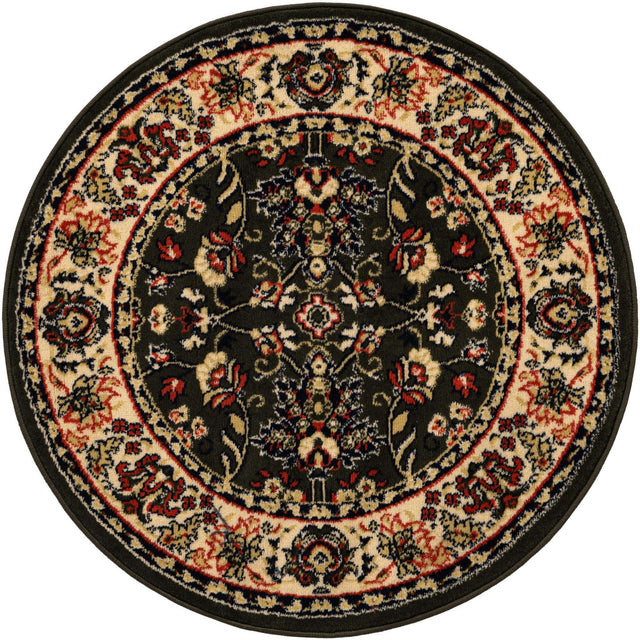 Green 3' 1 x 3' 1 Sialk Hill Round Area Rug 100% Polypropylene Durable Easy Clean Classic Traditional Design Carpet for Interior Design for Sale at Rug Engine