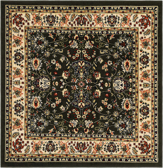 Green 5' 3 x 5' 3 Sialk Hill Square Area Rug 100% Polypropylene Durable Easy Clean Classic Traditional Design Carpet for Interior Design for Sale at Rug Engine