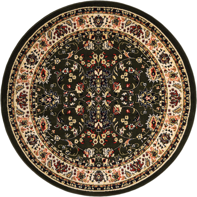 Green 6' 1 x 6' 1 Sialk Hill Round Area Rug 100% Polypropylene Durable Easy Clean Classic Traditional Design Carpet for Interior Design for Sale at Rug Engine