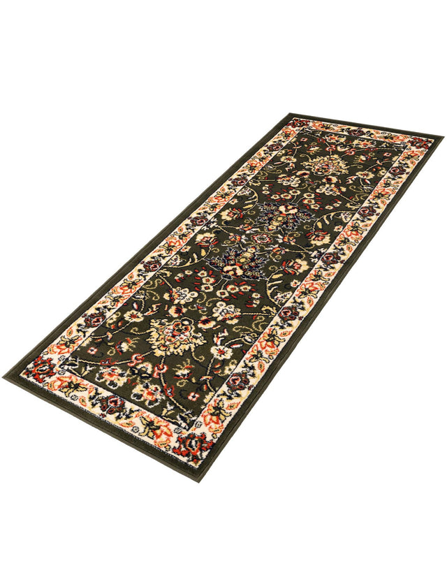 Green 2' x 6' 1 Sialk Hill Runner Area Rug 100% Polypropylene Durable Easy Clean Classic Traditional Design Carpet for Interior Design for Sale at Rug Engine