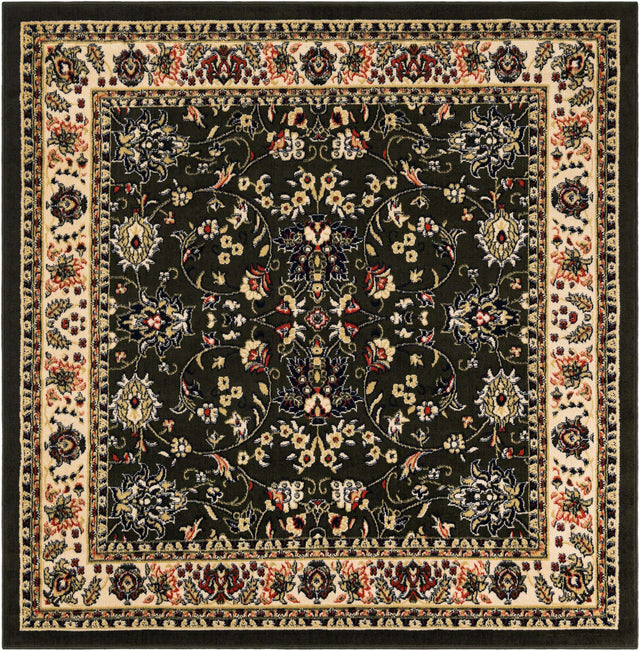 Green 6' 1 x 6' 1 Sialk Hill Square Area Rug 100% Polypropylene Durable Easy Clean Classic Traditional Design Carpet for Interior Design for Sale at Rug Engine