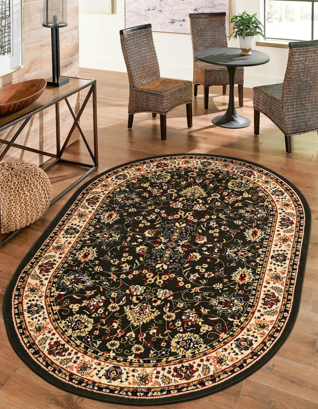 Green 6' 1 x 9' Sialk Hill Oval Area Rug 100% Polypropylene Durable Easy Clean Classic Traditional Design Carpet for Interior Design for Sale at Rug Engine