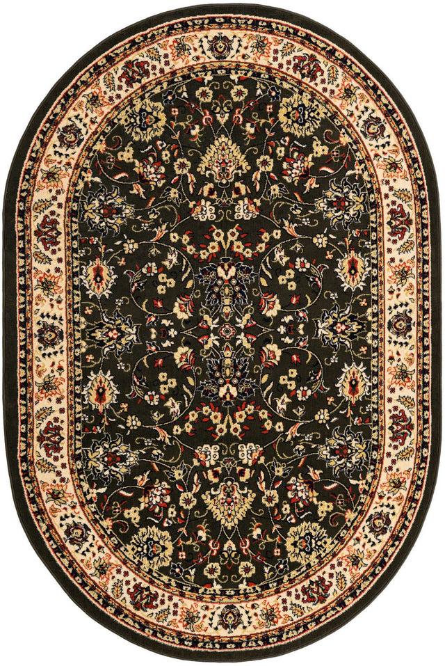Green 6' 1 x 9' Sialk Hill Oval Area Rug 100% Polypropylene Durable Easy Clean Classic Traditional Design Carpet for Interior Design for Sale at Rug Engine