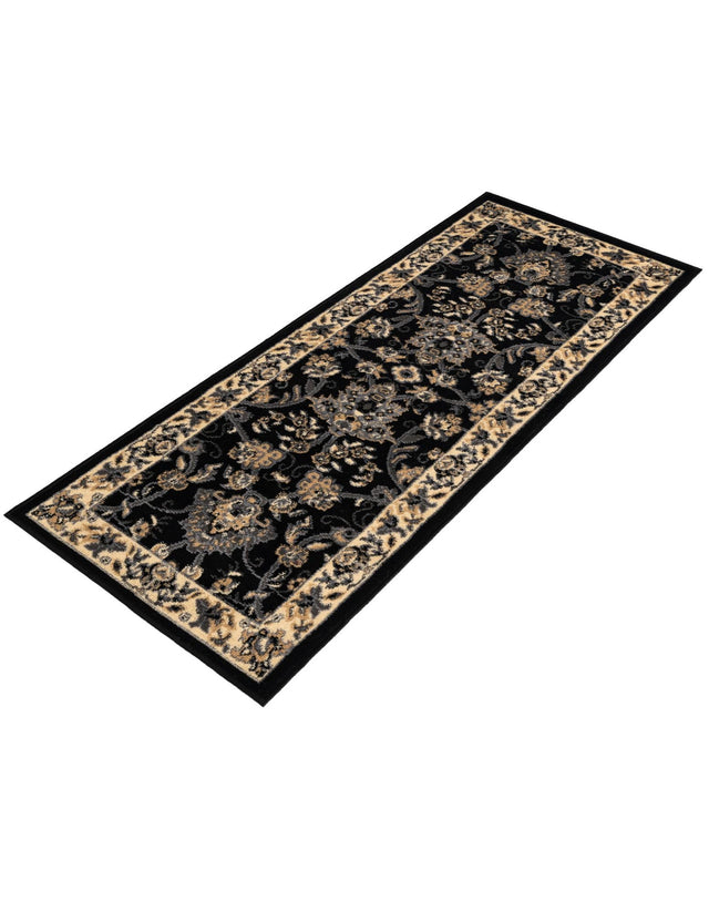 Black 2' x 5' 3 Sialk Hill Runner Area Rug 100% Polypropylene Durable Easy Clean Classic Traditional Design Carpet for Interior Design for Sale at Rug Engine
