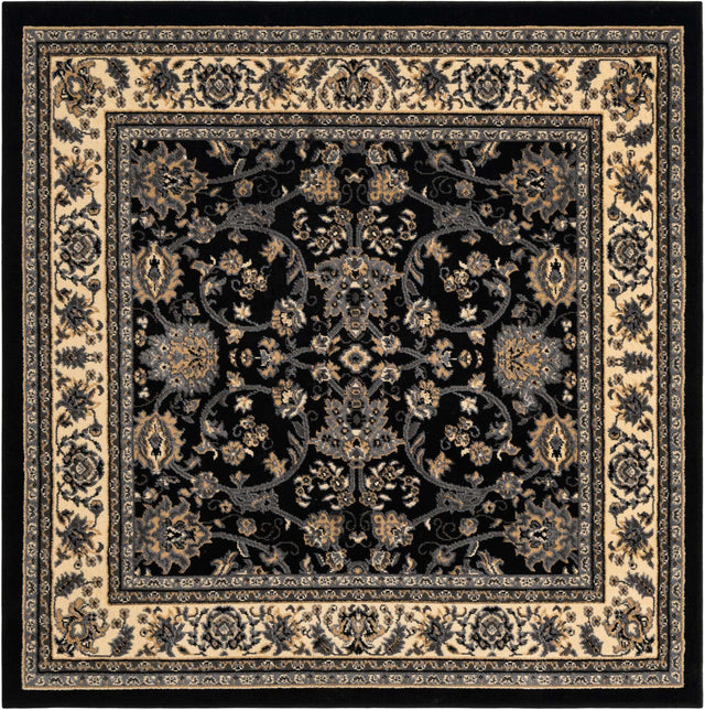 Black 5' 3 x 5' 3 Sialk Hill Square Area Rug 100% Polypropylene Durable Easy Clean Classic Traditional Design Carpet for Interior Design for Sale at Rug Engine