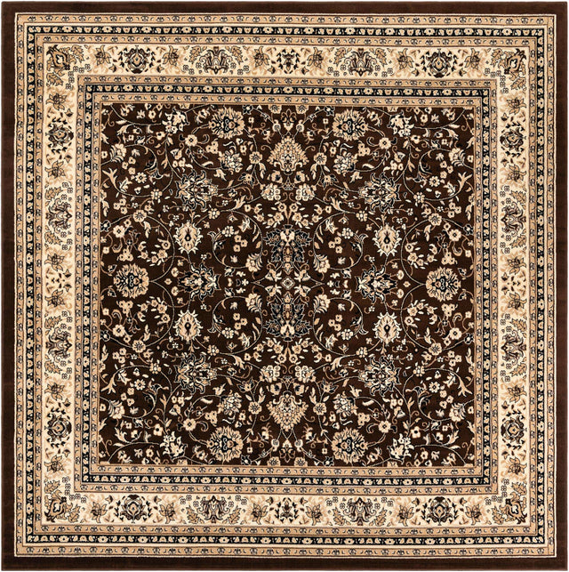 Brown 10' x 10' Sialk Hill Square Area Rug 100% Polypropylene Durable Easy Clean Classic Traditional Design Carpet for Interior Design for Sale at Rug Engine