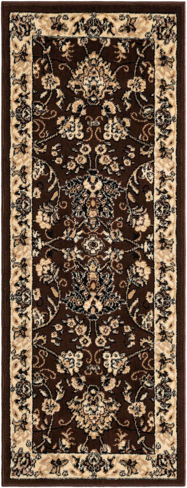 Brown 2' x 5' 3 Sialk Hill Runner Area Rug 100% Polypropylene Durable Easy Clean Classic Traditional Design Carpet for Interior Design for Sale at Rug Engine