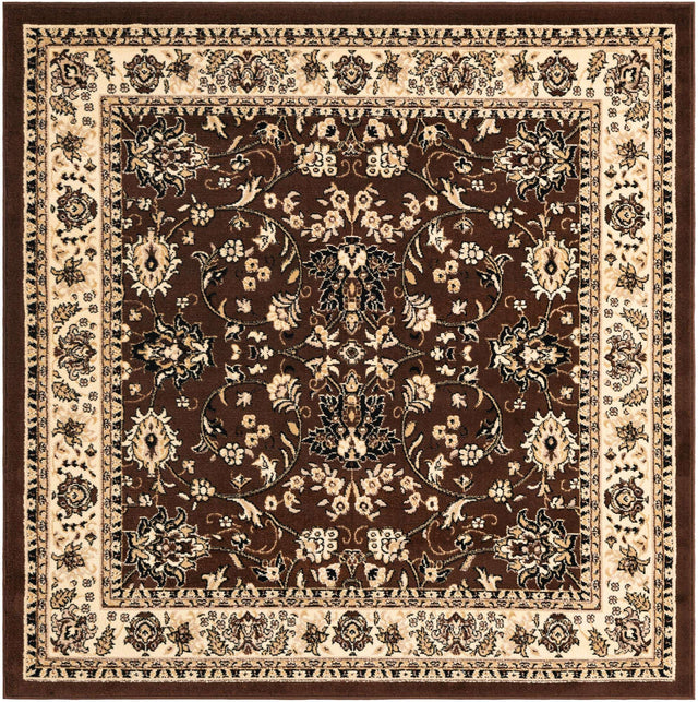 Brown 6' 1 x 6' 1 Sialk Hill Square Area Rug 100% Polypropylene Durable Easy Clean Classic Traditional Design Carpet for Interior Design for Sale at Rug Engine
