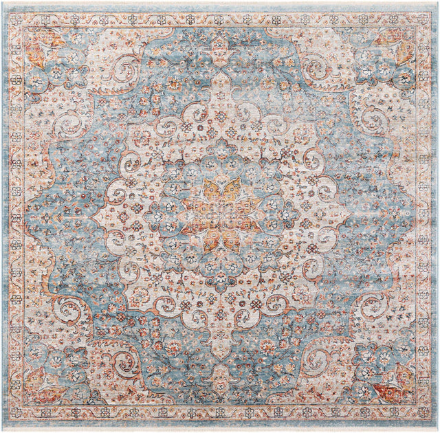 Blue 6' 1 x 6' 1 Newport Square Area Rug 100% Polypropylene Traditional Distressed Classic Contemporary Carpet for Home Decor for Sale at Rug Engine