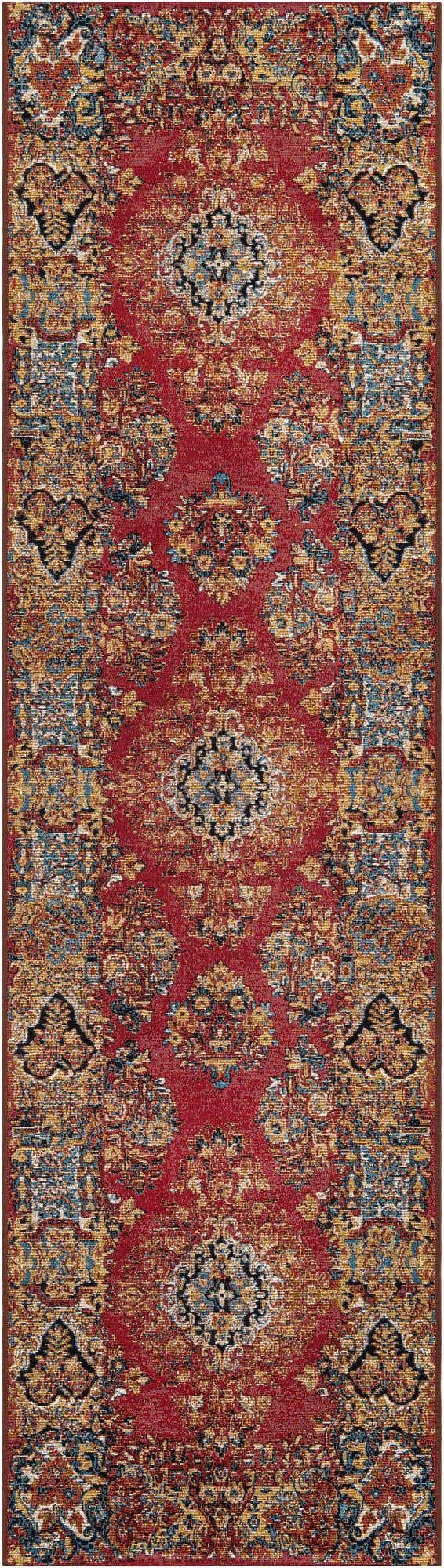 Antique Red 2' 7 x 10' Outdoor Traditional Runner Area Rug Weather Resistant for Patio, Deck, Terrace, Balcony, Porch Classical Design Outside Carpet for Sale at Rug Engine