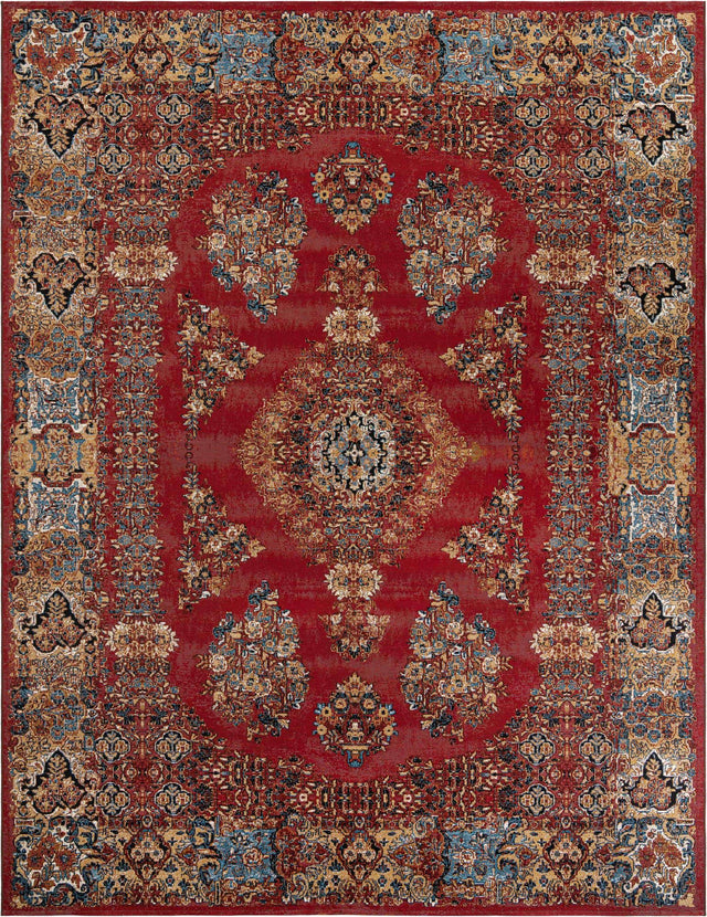Antique Red 10' x 13' 1 Outdoor Traditional Rectangle Area Rug Weather Resistant for Patio, Deck, Terrace, Balcony, Porch Classical Design Outside Carpet for Sale at Rug Engine
