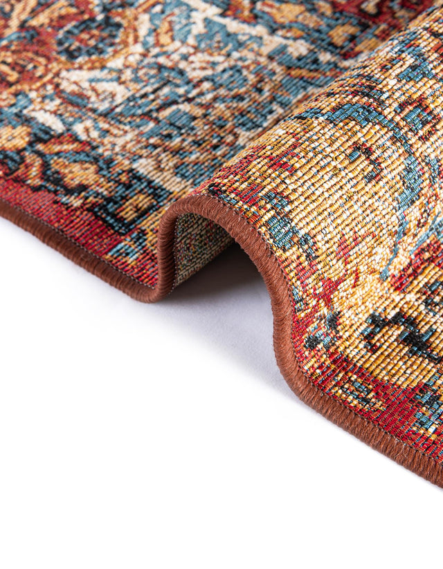 Antique Red 2' x 5' 1 Outdoor Traditional Runner Area Rug Weather Resistant for Patio, Deck, Terrace, Balcony, Porch Classical Design Outside Carpet for Sale at Rug Engine