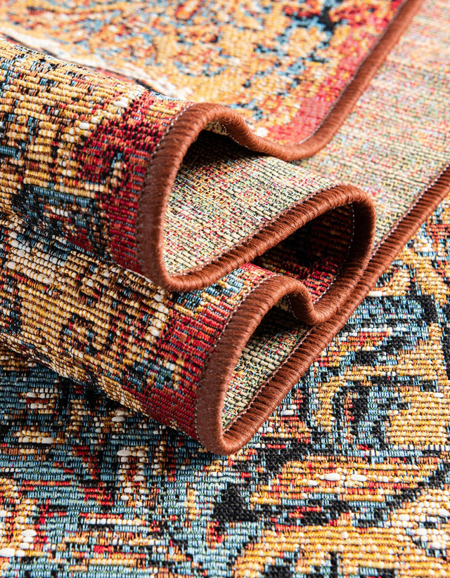 Antique Red 2' x 5' 1 Outdoor Traditional Runner Area Rug Weather Resistant for Patio, Deck, Terrace, Balcony, Porch Classical Design Outside Carpet for Sale at Rug Engine