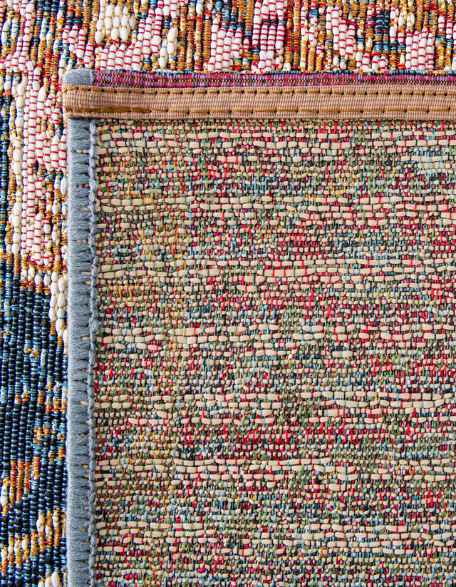 Navy Blue and Light Pink 2' 7 x 12' Outdoor Traditional Runner Area Rug Weather Resistant for Patio, Deck, Terrace, Balcony, Porch Classical Design Outside Carpet for Sale at Rug Engine