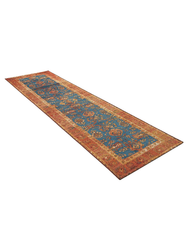 Navy Blue 2' 7 x 10' Outdoor Traditional Runner Area Rug Weather Resistant for Patio, Deck, Terrace, Balcony, Porch Classical Design Outside Carpet for Sale at Rug Engine