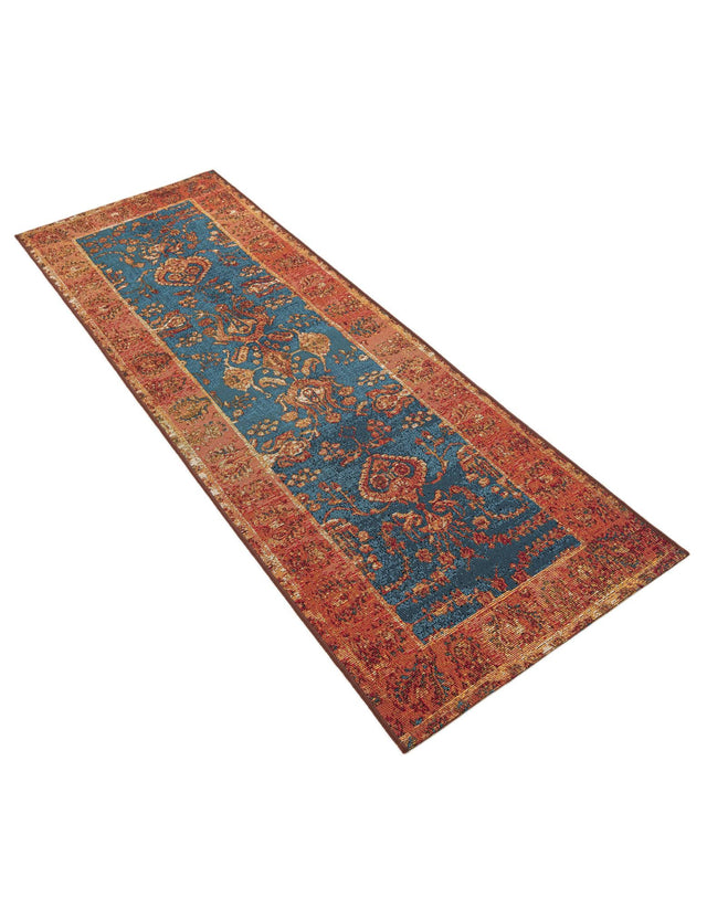 Navy Blue 2' x 6' 1 Outdoor Traditional Runner Area Rug Weather Resistant for Patio, Deck, Terrace, Balcony, Porch Classical Design Outside Carpet for Sale at Rug Engine
