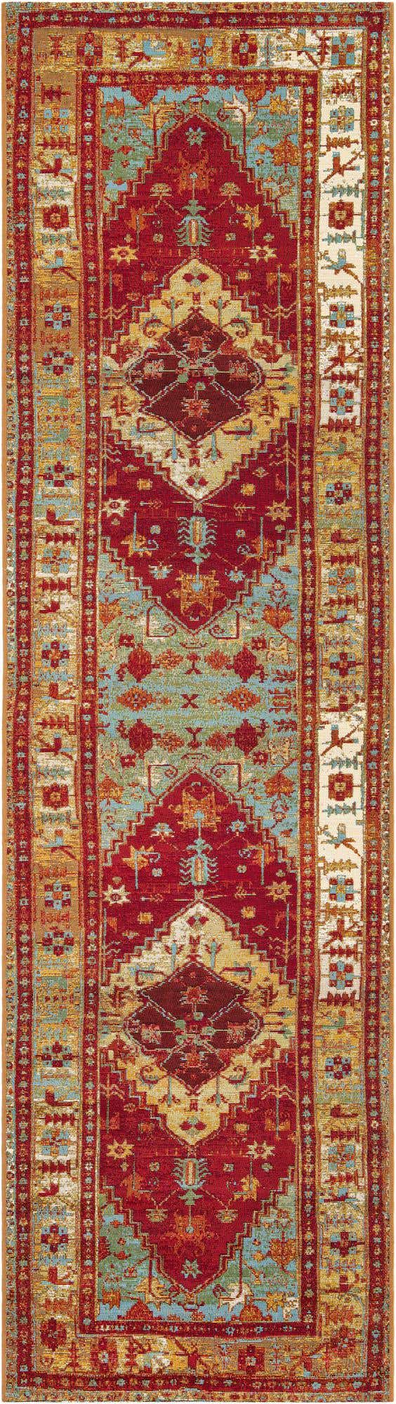 Red Green Blue 2' 7 x 10' Outdoor Traditional Runner Area Rug Weather Resistant for Patio, Deck, Terrace, Balcony, Porch Classical Design Outside Carpet for Sale at Rug Engine