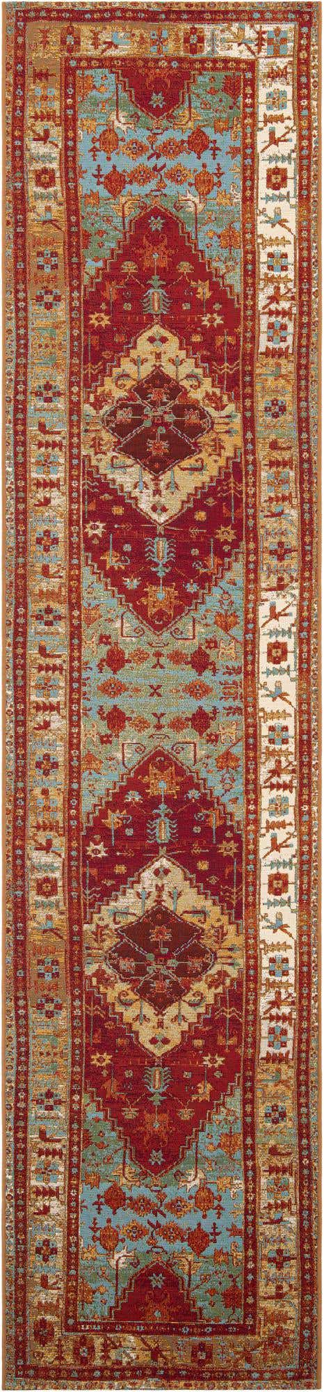 Red Green Blue 2' 7 x 12' Outdoor Traditional Runner Area Rug Weather Resistant for Patio, Deck, Terrace, Balcony, Porch Classical Design Outside Carpet for Sale at Rug Engine
