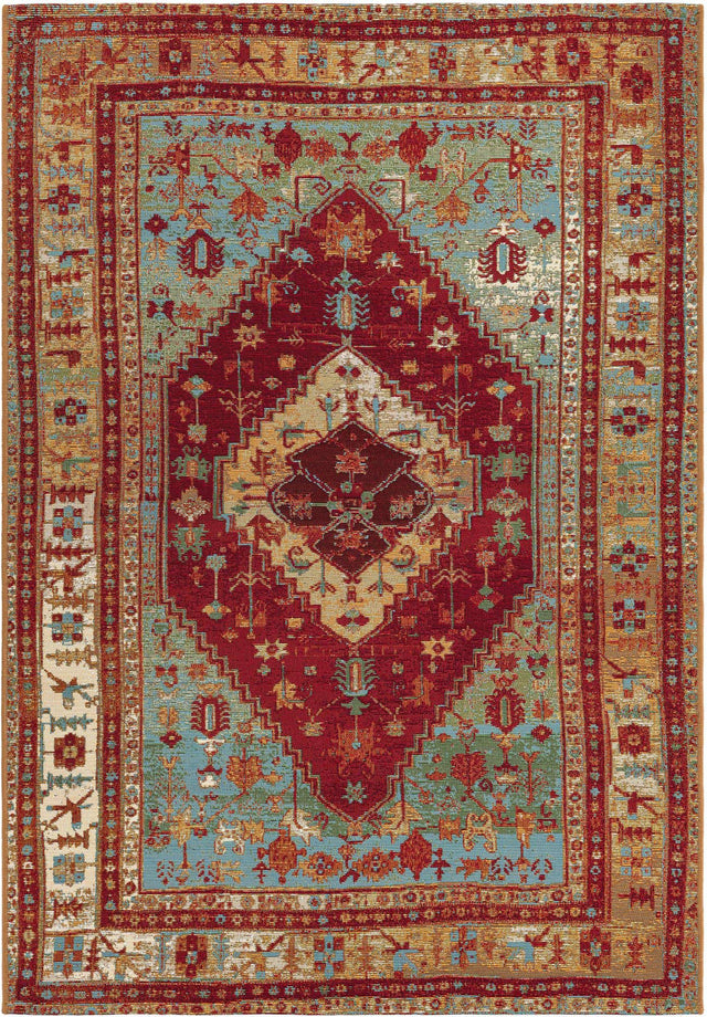 Red Green Blue 4' 1 x 6' 1 Outdoor Traditional Rectangle Area Rug Weather Resistant for Patio, Deck, Terrace, Balcony, Porch Classical Design Outside Carpet for Sale at Rug Engine