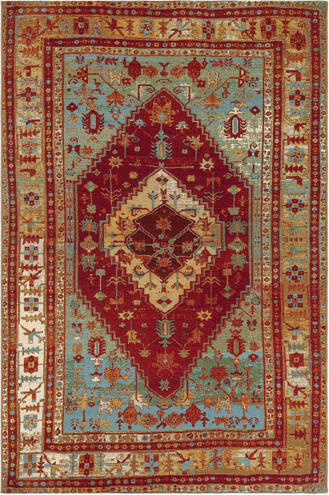 Red Green Blue 5' 3 x 8' Outdoor Traditional Rectangle Area Rug Weather Resistant for Patio, Deck, Terrace, Balcony, Porch Classical Design Outside Carpet for Sale at Rug Engine