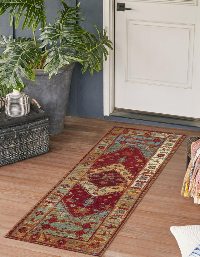 Red Green Blue 2' 7 x 12' Outdoor Traditional Runner Area Rug Weather Resistant for Patio, Deck, Terrace, Balcony, Porch Classical Design Outside Carpet for Sale at Rug Engine