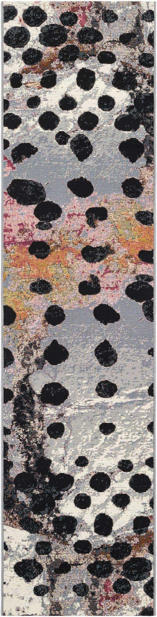 White and Black 2' x 8' Outdoor Modern Runner Area Rug Weather Resistant for Patio, Deck, Terrace, Balcony, Porch 100% Polypropylene Modern Outside Carpet for Sale at Rug Engine