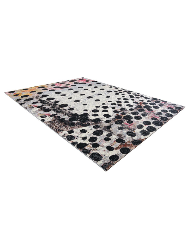 White and Black 9' x 12' Outdoor Modern Rectangle Area Rug Weather Resistant for Patio, Deck, Terrace, Balcony, Porch 100% Polypropylene Modern Outside Carpet for Sale at Rug Engine