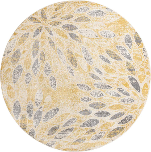 Yellow 10' 2 x 10' 2 Sumter Round Area Rug Contemporary Durable Easy Clean Carpet for Bedrooms, Living Areas, Dining, Office, Dorms for Sale at Rug Engine