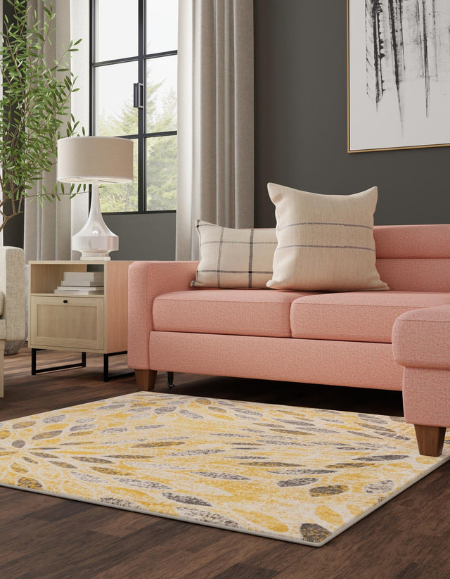 Yellow 6' 1 x 6' 1 Sumter Square Area Rug Contemporary Durable Easy Clean Carpet for Bedrooms, Living Areas, Dining, Office, Dorms for Sale at Rug Engine