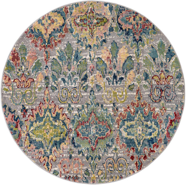 Multicolor 6' 1 x 6' 1 Sumter Round Area Rug Contemporary Durable Easy Clean Carpet for Bedrooms, Living Areas, Dining, Office, Dorms for Sale at Rug Engine