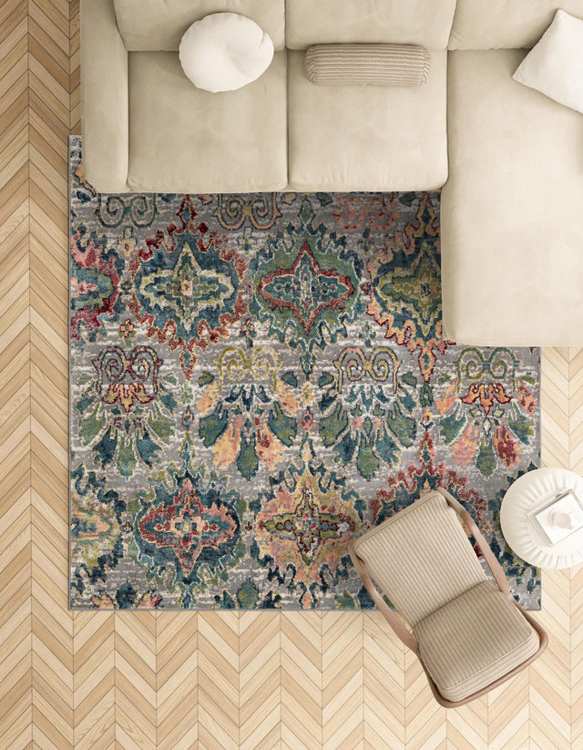 Multicolor 8' x 8' Sumter Square Area Rug Contemporary Durable Easy Clean Carpet for Bedrooms, Living Areas, Dining, Office, Dorms for Sale at Rug Engine