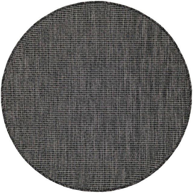 Black 3' 1 x 3' 1 Outdoor Solid Round Area Rug Weather Resistant for Patio, Deck, Terrace, Balcony, Porch 100% Polypropylene Minimalist Waterproof Carpet for Sale at Rug Engine
