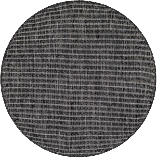 Black 4' 1 x 4' 1 Outdoor Solid Round Area Rug Weather Resistant for Patio, Deck, Terrace, Balcony, Porch 100% Polypropylene Minimalist Waterproof Carpet for Sale at Rug Engine