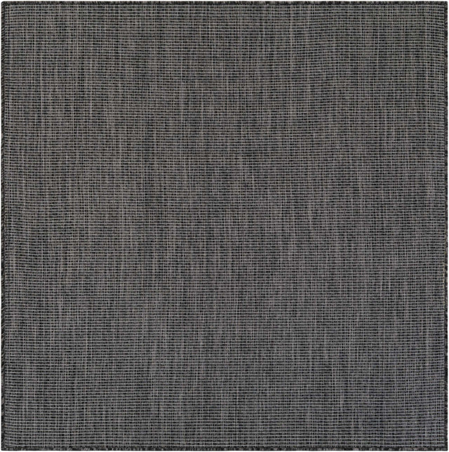 Black 5' 3 x 5' 3 Outdoor Solid Square Area Rug Weather Resistant for Patio, Deck, Terrace, Balcony, Porch 100% Polypropylene Minimalist Waterproof Carpet for Sale at Rug Engine