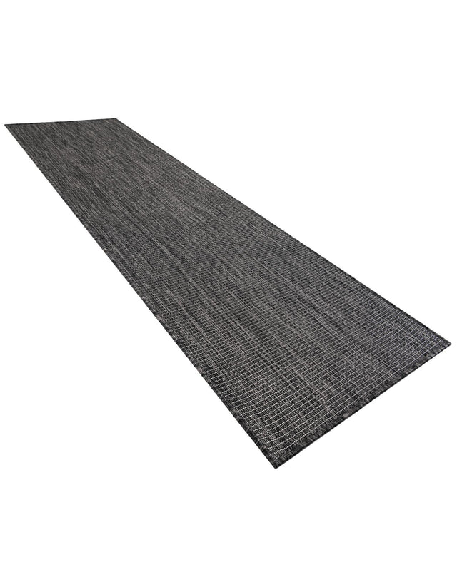 Black 2' x 7' 1 Outdoor Solid Runner Area Rug Weather Resistant for Patio, Deck, Terrace, Balcony, Porch 100% Polypropylene Minimalist Waterproof Carpet for Sale at Rug Engine