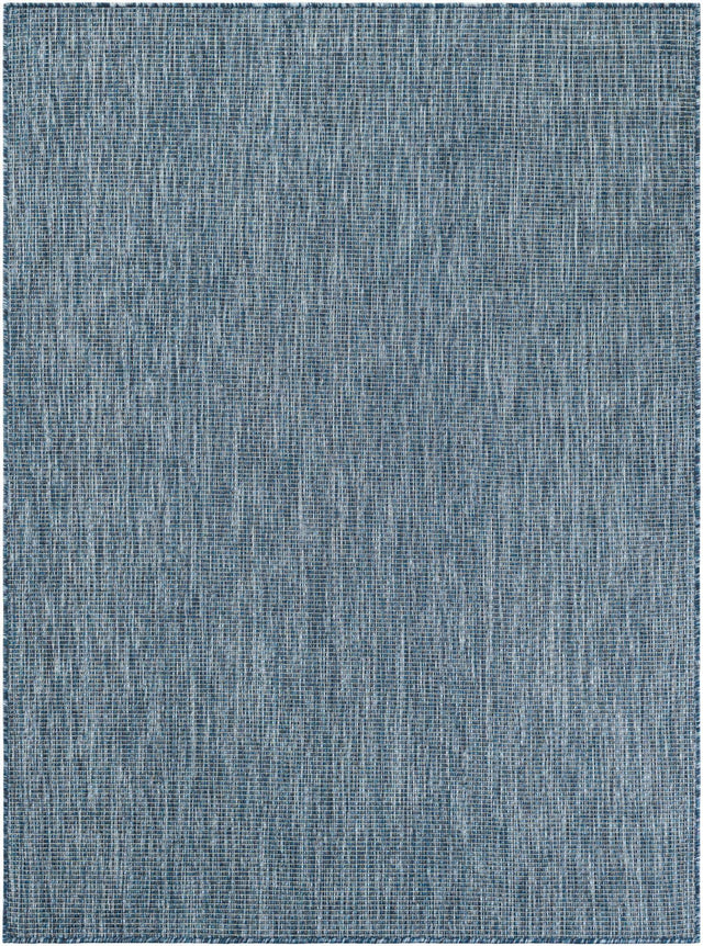 Blue 5' 3 x 7' 1 Outdoor Solid Rectangle Area Rug Weather Resistant for Patio, Deck, Terrace, Balcony, Porch 100% Polypropylene Minimalist Waterproof Carpet for Sale at Rug Engine