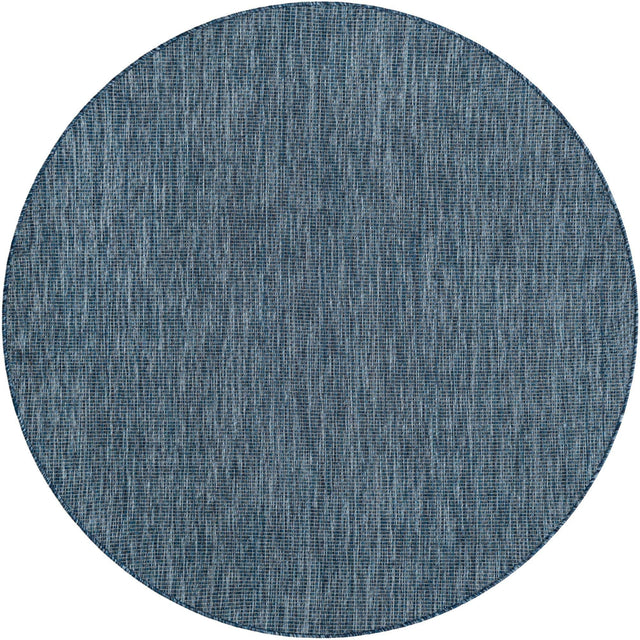 Blue 6' 1 x 6' 1 Outdoor Solid Round Area Rug Weather Resistant for Patio, Deck, Terrace, Balcony, Porch 100% Polypropylene Minimalist Waterproof Carpet for Sale at Rug Engine