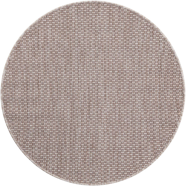 Beige 3' 1 x 3' 1 Outdoor Solid Round Area Rug Weather Resistant for Patio, Deck, Terrace, Balcony, Porch 100% Polypropylene Minimalist Waterproof Carpet for Sale at Rug Engine