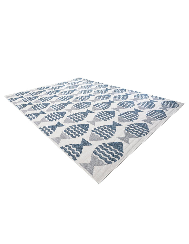 Navy Blue 10' x 14' 1 Outdoor Coastal Rectangle Area Rug Weather Resistant for Patio, Deck, Terrace, Balcony, Porch 100% Polypropylene Coastal Decor Carpet for Sale at Rug Engine