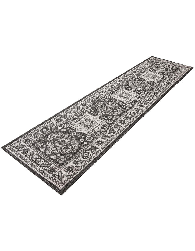 Charcoal Gray 2' 7 x 10' Outdoor Aztec Runner Area Rug Weather Resistant for Patio, Deck, Terrace, Balcony, Porch 100% Polypropylene Traditional Carpet Mat for Sale at Rug Engine