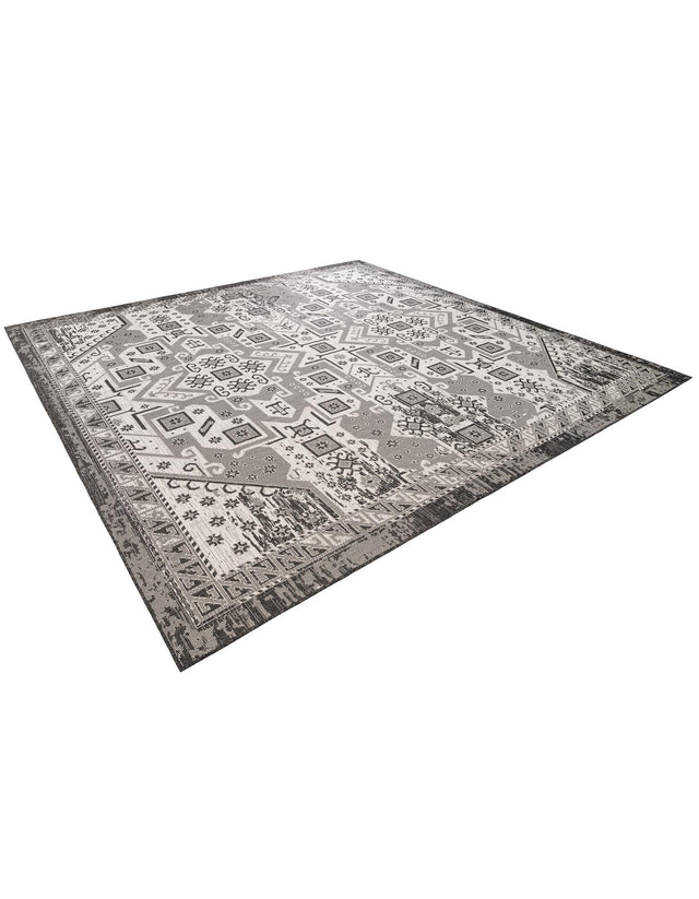 Charcoal Gray 12' x 12' Outdoor Aztec Square Area Rug Weather Resistant for Patio, Deck, Terrace, Balcony, Porch 100% Polypropylene Traditional Carpet Mat for Sale at Rug Engine