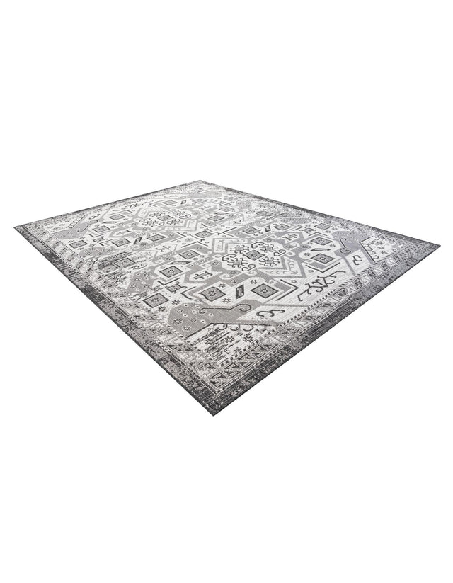 Charcoal Gray 7' 10 x 10' Outdoor Aztec Rectangle Area Rug Weather Resistant for Patio, Deck, Terrace, Balcony, Porch 100% Polypropylene Traditional Carpet Mat for Sale at Rug Engine