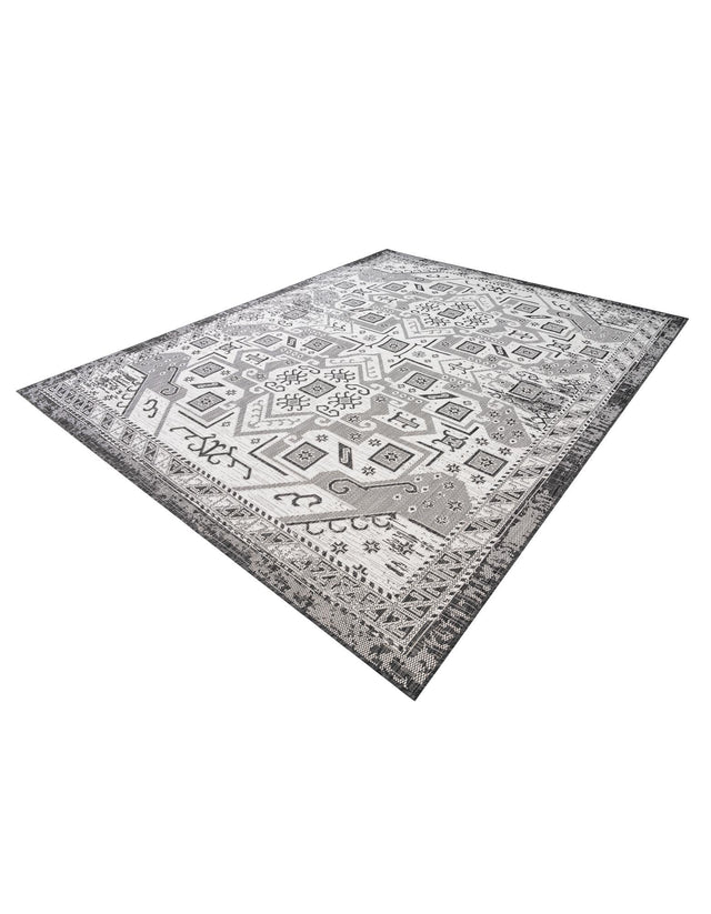 Charcoal Gray 7' 10 x 10' Outdoor Aztec Rectangle Area Rug Weather Resistant for Patio, Deck, Terrace, Balcony, Porch 100% Polypropylene Traditional Carpet Mat for Sale at Rug Engine