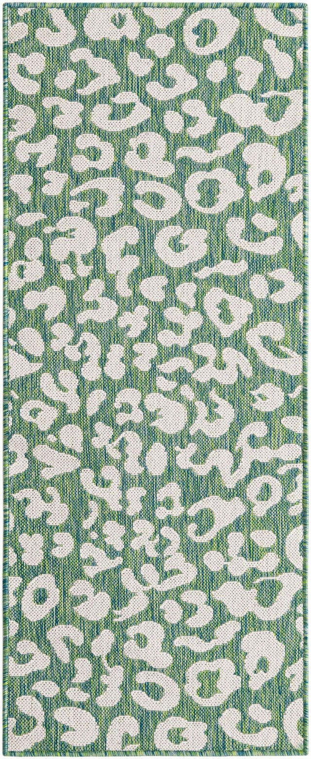 Green Blue 2' x 5' 3 Outdoor Safari Runner Area Rug Weather Resistant for Patio, Deck, Terrace, Balcony, Porch Animal Print Wildlife Nature Carpet for Sale at Rug Engine