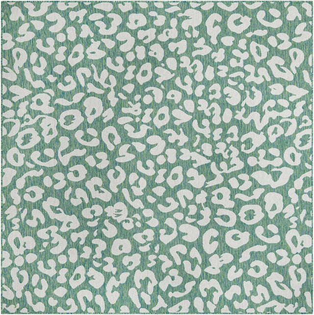 Green Blue 7' 10 x 7' 10 Outdoor Safari Square Area Rug Weather Resistant for Patio, Deck, Terrace, Balcony, Porch Animal Print Wildlife Nature Carpet for Sale at Rug Engine