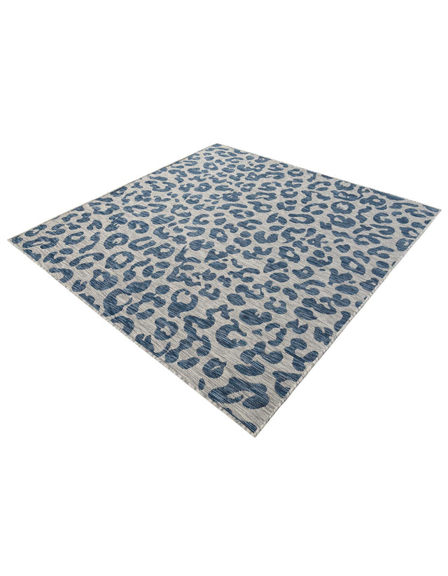 Blue 6' 1 x 6' 1 Outdoor Safari Square Area Rug Weather Resistant for Patio, Deck, Terrace, Balcony, Porch Animal Print Wildlife Nature Carpet for Sale at Rug Engine
